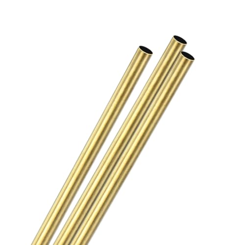 M METERXITY 3-Pack 300mm Brass Round Tube, 8mm OD 0.2mm Wall Thickness H65 Brass Seamless Tubing for Construction/Machining/DIY Crafting, Metal Straight Pipe [0.31x0.01x11.8IN]