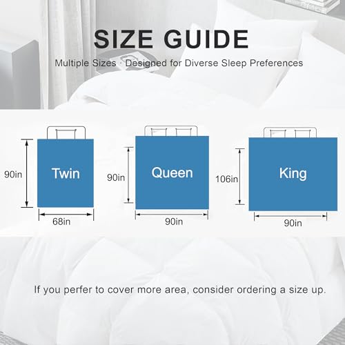 ALPSWAN Goose Feather Down Comforter King Size, White 100% Cotton Duvet Insert, All Season Hotel Bedding Fluffy Cotton Comforter with Corner Tabs (White, King) — view 2