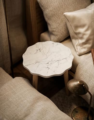 Image of Small Coffee Table with Storage, Mid Century Modern Solid Wood, for Living Room, (STAR-3LEG-W)
