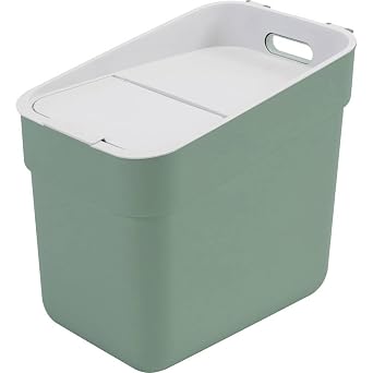 CURVER Ready to Collect 20L Sorting Bin - Ideal Under Sink - with Wall Mount for Wall or Door - Kitchen, Bathroom, Laundry Room - 100% Recycled - Green