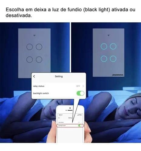 Interruptor Smart Touch Sem Neutro 4 Botões Wifi Rf 110v