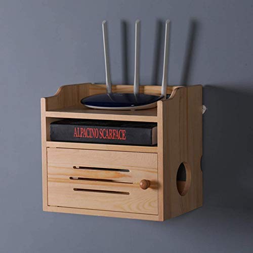 Schwimmendes Regal Aufbewahrungsbox aus Holz Regalhalterung/Halter/Ständer für WLAN-Router TV-Box Set-Top-Box Streaming-Gerät Spielekonsole