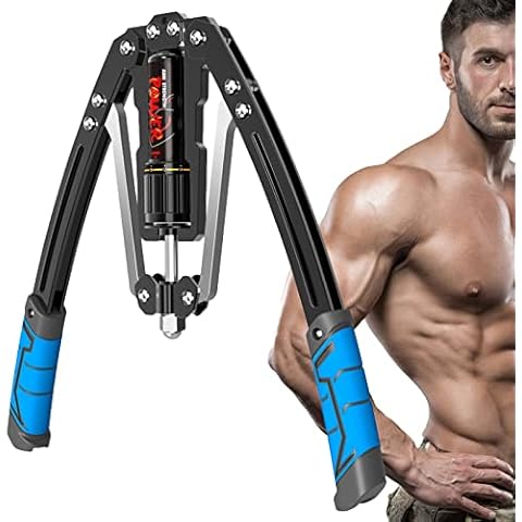 Blue Arm Blaster Forearm Workout Equipment - ZHMNEG New Hydraulic Power Twister Spin Button 10 Gears Adjustable 22-440lbs,Thickened Carbon Steel, Handle Wear-Resistant Non-Slip PU Soft Rubber Cover