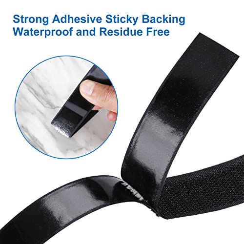 1 Inch X 41 Ft Strips With Adhesive, Hook And Loop Tape, Nylon Self Adhesive Heavy Duty Strips, Double Sided Sticky Back Fastener Roll For Home Office School Car And Crafting Organization Black #TOP4