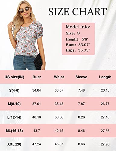 Womens Spring Tops Cute Short Sleeve Shirts Fashion Tops For Women Puffy Sleeves Blouse, M #TOP5