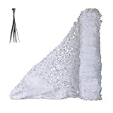 Filet de Camouflage Militaire Renforcé, Voile d'Ombrage Extérieur pour Chasse, Jardin et Camping, Toile Solaire Anti-UV & Bache Camouflage - Blanc/Vert/Digital(Blanc,3x4.0m)