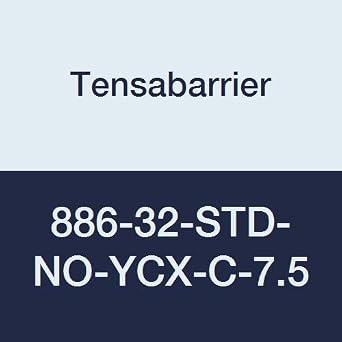 Tensabarrier 886-32-STD-NO-YCX-C-7.5 White Post, 2" Wide, 7.5" Length Yellow Cleaning in Progress Belt, 38" Height, 2.5" Wide, 16" Length, Recycled Rubber