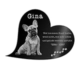 Grabstein Gedenkstein Herzform aus hochwertigem Hochglanz Acrylglas (bruchsicher / wetterfest) Grabplatte mit Gravur / Fotogravur ab 18x14 cm Gedenktafel für Menschen und Tiere Andenken Außenbereich