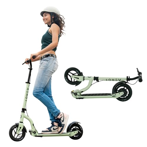 Aero A8 Two Wheel Scooters for Kids 8-12, Teens and Adults. Kick Scooter for Boys and Girls with Pneumatic Air Tire, Hand Controlled Drum Brake, Rubber Mat, Max 220lbs, Foldable and Height Ajustable