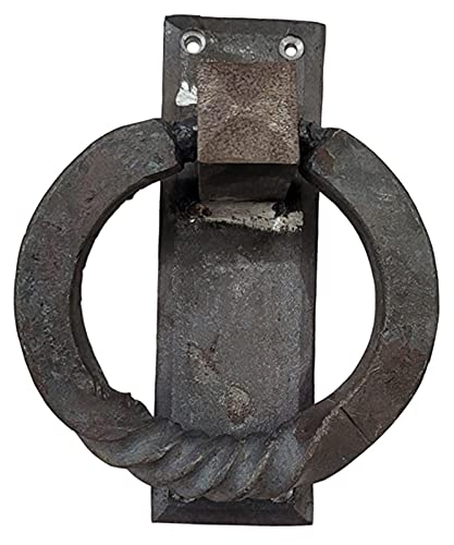 Adonai Hardware "Baalath" Antique Heavy Duty Forged Front Entry Sturdy Ring Door Knockers (1 Pack, Natural Iron) for Vintage Wooden Barn Shed Doors, Gates, Fences, Furniture, Castle and Farmhouse