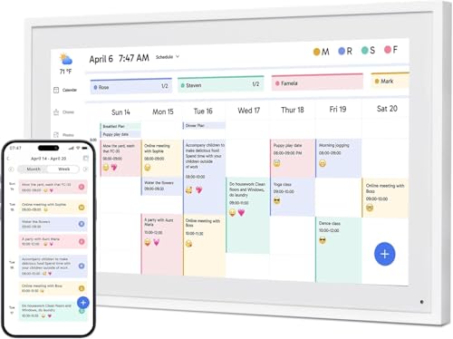 Digital Calendar 15.6" Chore Chart – 1080P Full HD Interactive To...