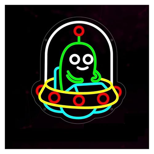 SHOUXI Decoración Lámparas Letrero Neón Con Forma OVNI Y Extraterrestre Luz LED Regulable Habitación