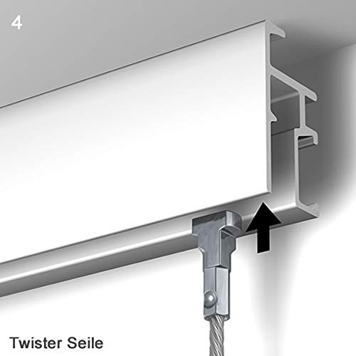 NEWLY Bilderschienen Set R20 – 2 Meter, Weiß Matt, Inkl. Montagematerial, Bis 30 Kg/m