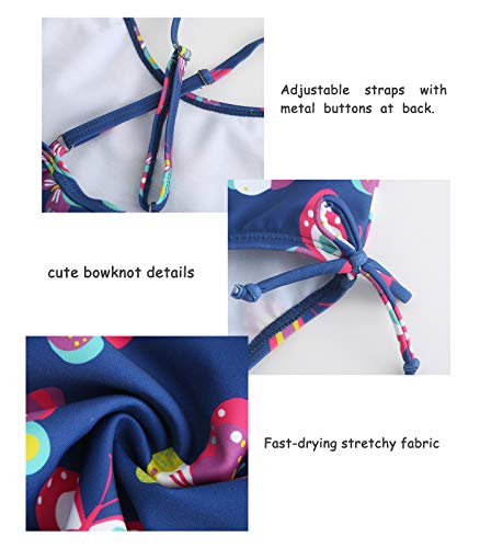 Image of Girls One Piece Swimsuits Halter Bathing Suits Summer Ruffler Swimwear 2-14 Years