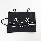 Número de modelo: xx18122102 1 unid A4 Gato Bolsa de lona Carpeta de archivos de tela Bolsa de documentos Cuaderno Organizador de almacenamiento Bolsa Artículos escolares de oficina, Negro