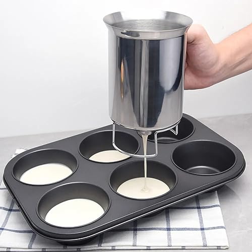 Handheld Stainless Steel Batter Dispenser Cake Cupcake Dough Dispensers Kitchen Tool Baking Waffles Flour Paste Piston Funnel