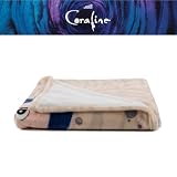 Franco Koc Coraline Button Eyes, niezwykle miękki i przytulny plusz, oficjalnie licencjonowany produkt, 116,8 x 152,4 cm