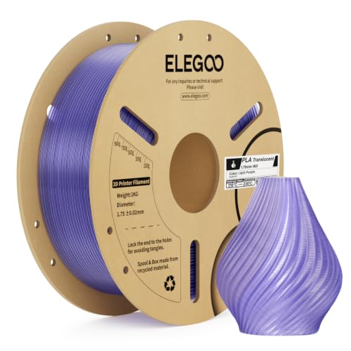 Image of ELEGOO PLA Filament 1.75mm Translucent Light Purple 1KG, 3D Printer Filament with Dimensional Accuracy, 1kg Cardboard Spool(2.2lbs) Fits for Most FDM 3D Printers
