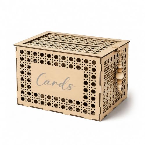 Wusejosapi Boîte à Cartes, Boîte en Bois, Boîte de tombola, Bois sculpté Vintage de Haute qualité, Décoration de Table avec Fente pour Mariages, Anniversaires et fêtes de Baby Shower