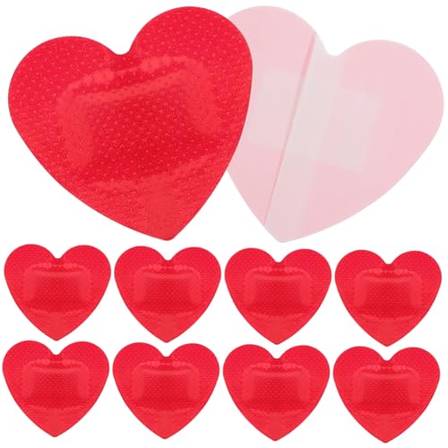 Vendajes de para heridas en forma de corazón rojos apósitos adhesivos pequeños de 100 piezas