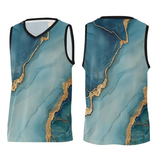 GuoChe Camiseta de baloncesto cómoda para hombres/mujeres/juveniles, equipo Scrimmage, Mármol, azul marino, turquesa, X-Small