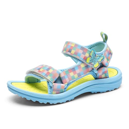 Girls Sandals Kids Summer Outdoor Sports Sandals Ajustable Double Straps Open-Toe Athletic Lightweight Beach Sandals