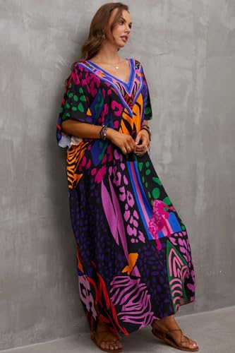 Image of Women Beachwear Long Beach Coverups Kaftan Casual Caftan Dress