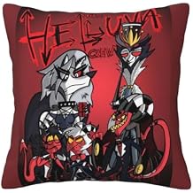 Helluva Boss Throw Pillow Covers 18""X18"" Decorative Soft Pillowcases Home Decor Living Room Cushion Cases for Bed Couch Car, Black