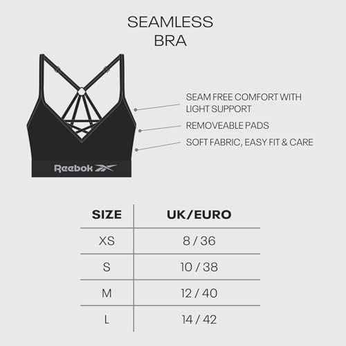 Reebok Womens Seamless Sports Bra | Women's Sports Bras with Halter Neck Design | High Support, Non Wired and Comfortable Bra Available in 4 Size | Black, Grey Or White - Image 6