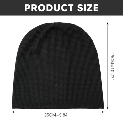 DOCILA Mens Slouchy Black Beanie Cotton Grid Chunky Baggy Skull Cap Light Plaid Checkered Stocking Hat Winter Fall Spring