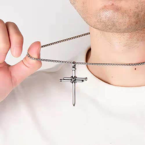 Muerdou Cross Necklace For Men Cross Pendant Strength Bible Verse Stainless Steel Necklace #TOP3