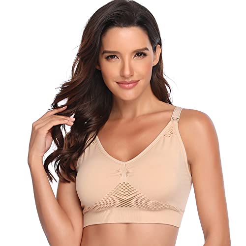 Soutien-gorge d'allaitement extensible sous-vêtement de maternité sans couture XL beige