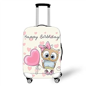 Morbuy 3D kofferhoes, kofferbeschermhoes, elastische afdekking, wasbaar, kofferbescherming, kofferhoes, reiskoffer, hoes, bagage, bagage-hoes met ritssluiting, uil, Small,