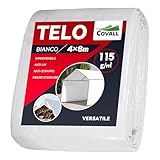 COVALL Telone Impermeabile per Esterno 4x8m, HDPE 115g/㎡ Rinforzato con Occhielli, Anti-UV...