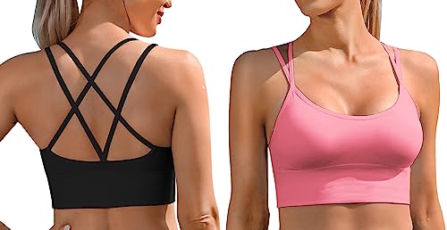 Image of Sykooria 3 Pack Strappy Sports Bra for Women Sexy Crisscross for Yoga Running Athletic Gym Workout Fitness Tank Tops