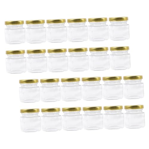 Ciieeo 24pcs Hexagon Honey Pot Lid 45ml Small Jars for Honey Jam and Scrub Storage