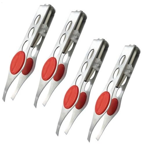 4 Piezas Pinzas Cejas, Pinzas con Luz LED, Pinzas de Depilar con Luz LED, Pinzas Profesionales, Pinzas Luminosas, Pinzas para Depilar de Cejas de Acero Inoxidable, Pinzas de Depilar de Maquillaje