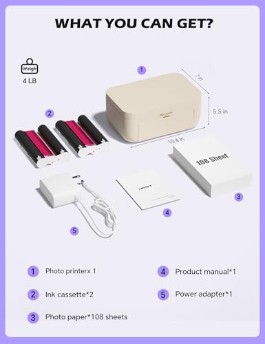 Image of iDPRT 4x6 Photo Printer, CP4100 Photo Printer for iPhone & Android with 108 Sheets & 2 Cartridges, Wi-Fi Wireless Portable Picture Printer, Instant Print Photos, Dye Sublimation, Beige
