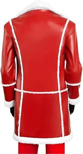 Mens Red One Movie Santa Claus Christmas Leather Fur Coat,Christmas Jacket For Men, Winter Trench Coat Men4