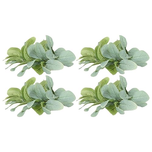 HOMSFOU Candle Rings, Artificial Lambs Wreaths Farmhouse Greenery Wreaths for Wedding Centerpieces Christmas 4PCS…