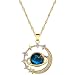 Produktbild Bcenoilua Kette Damen Planet Space Pendant Stern Und Mond Halskette Blau Planet Universum Frauen Charm Geburtstag Schmuck Geschenke für Frauen Mädchen XQ