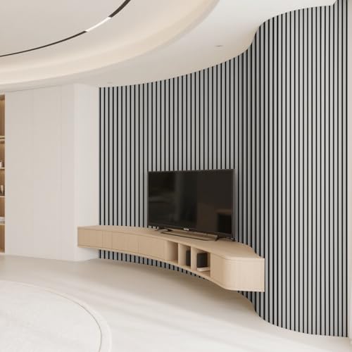 Image of Art3d Roll-Flat Design Acoustic Wood Slat Wall Panel, 2-Pack, Grey Oak