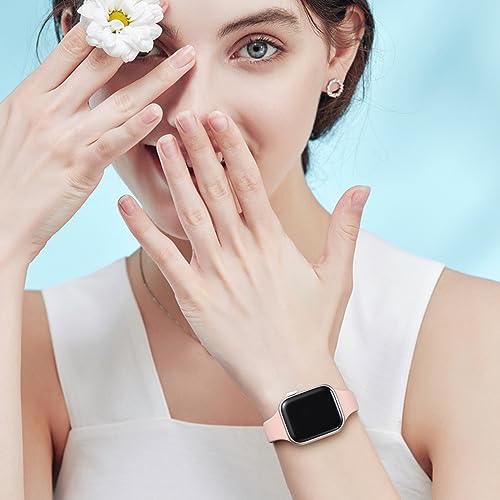 Image of Lerobo 6 Pack Silicone Slim Bands Compatible for Apple Watch Band for Women 45mm 44mm 42mm 46mm, Brethable Sport Slim Strap Thin Replacement Wristband for iWatch Series 11 /10 /9 /8 /7 /6 /5 /4 /SE /3 /2 /1