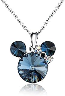 HERMOSO Luckly Mouse Pendant Necklace for Women/Girls, Made with Crystal,Lovely Necklace Gift Platinum Plating Jewellery Chain 16+2"