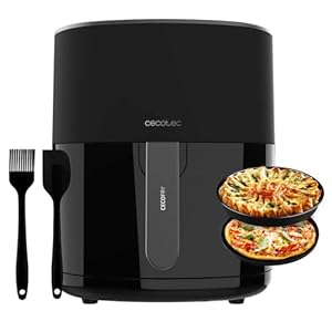 Cecotec Airfryer zonder olie van 5,5 L Cecofry Fantastik 5500 Pack, 1500 W, Roestvrij Staal, 9 Menu’s, Perfect Cook-technologie, 80-200 graden Celsius, Instelbare Tijd, Inclusief Accessoirepakket