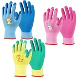 flintronic 3 Paires Gant Jardinage Enfant, Gants Jardinage pour Garçons et Filles, Impermé...