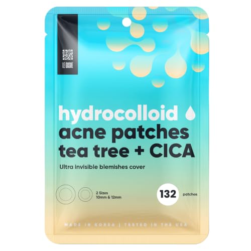 LE GUSHE K-BEAUTY Pimple Patches for Face (132 Dots) - Hydrocolloid Spot Patches with Tea Tree Oil - Invisible Blemish Patches for Acne - Dermatologist Tested Korean Skin Care