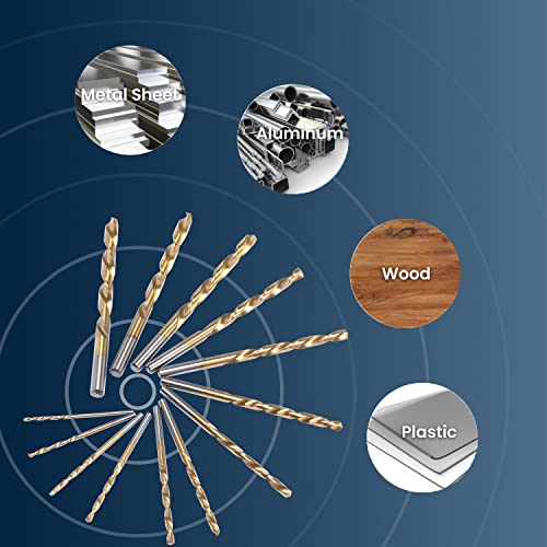 Lichamp Left Hand Drill Bit Set For Metal Sheet, 13-Piece Genuine M2 Hss Twist Reverse Drill Bits, 13 Sizes From 1/16 To 1/4 Inches #TOP6