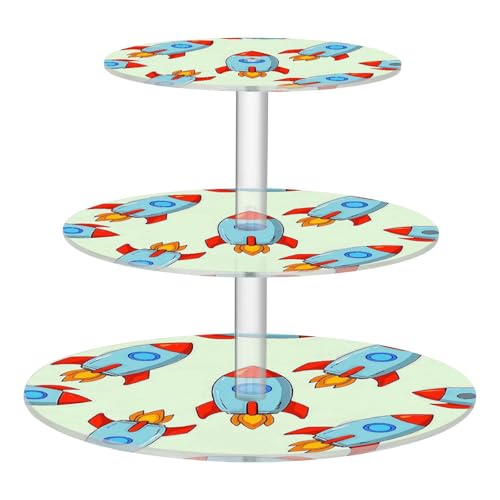 Charola transparente de acrílico transparente de dibujos animados de colores lindos y a prueba de derrames de tres capas para mesa de comedor