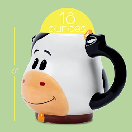 Taza de café cerámica 18 oz con diseño vaca blanco y negro miniatura 2